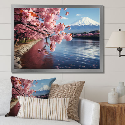 Cherry Blossum Mount Fuji Reflections Japan I - Mountains Canvas Art Print
