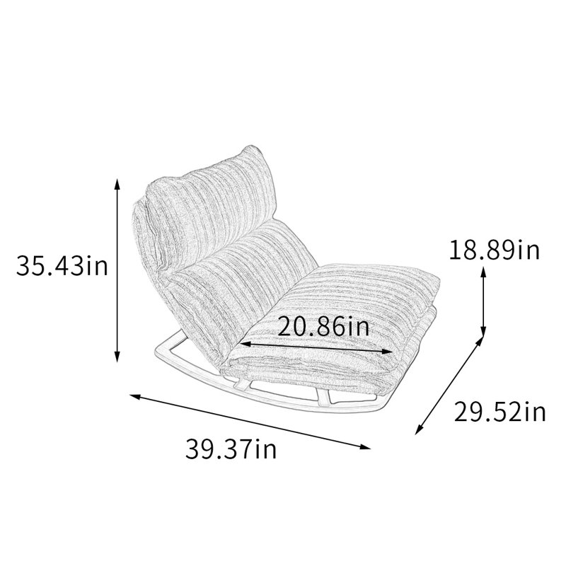Single Balcony Adjustable Leisure Rocking Chair, Blue/Beige