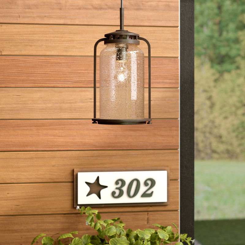 Lanterne suspendue d'extérieur 1 lumière Datev Bronze antique, H 12 po x l 7,75 po