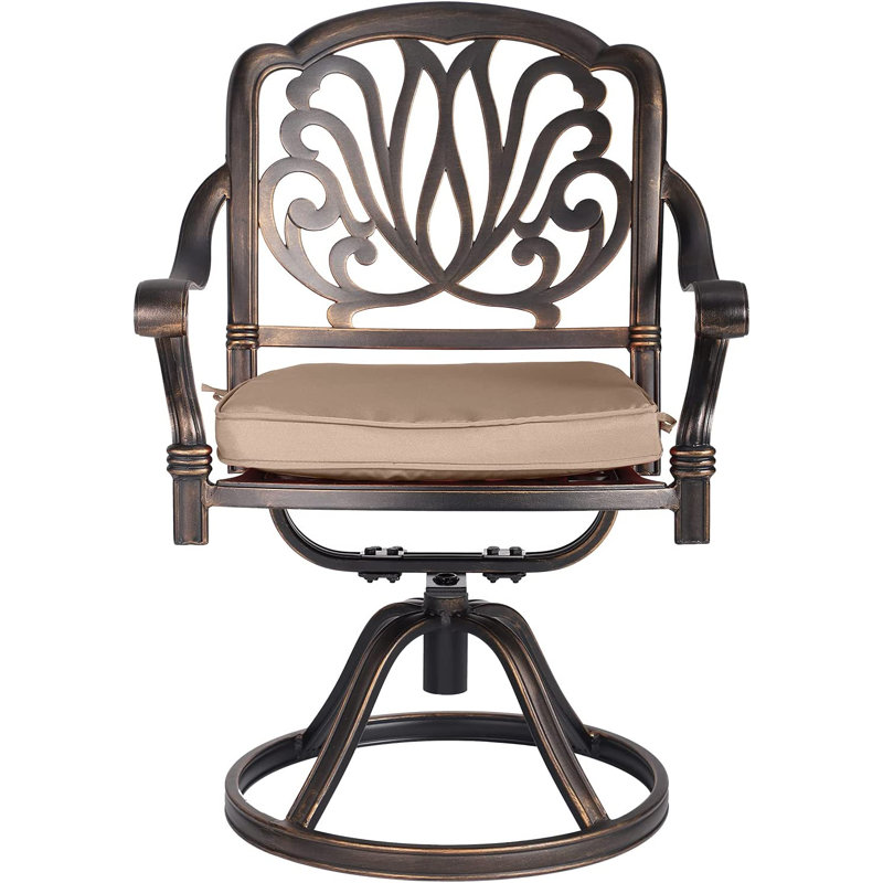 Chaise de patio avec coussin Akshara, Kaki