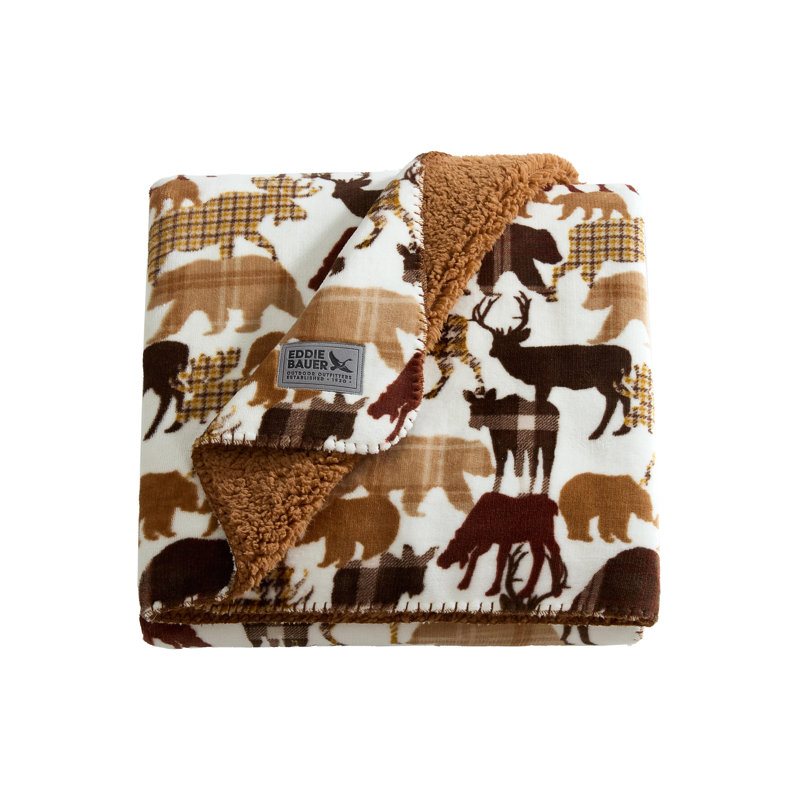 Jeté réversible imprimé Eddie Bauer, Animal Plaids Brown