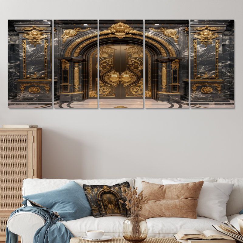 Ensemble de salon Gold Banks Gilded Doors I - Banks, H 28 po x l 60 po