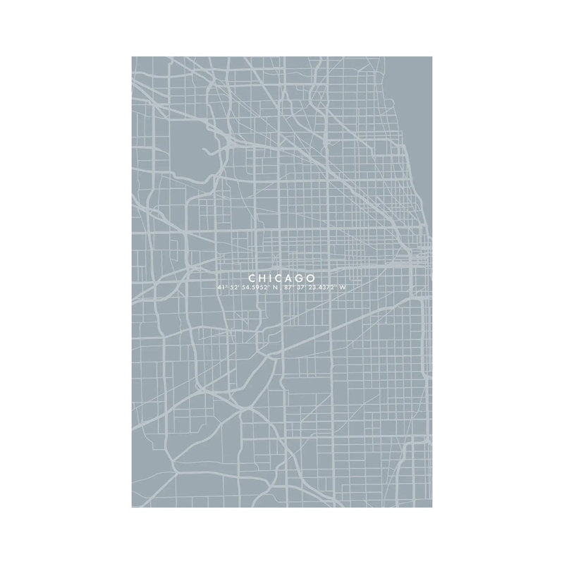 Chicago City Map - Wrapped Canvas Print, 66.04 cm H x 45.72 cm W