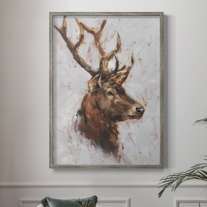 Stag Study II Framed Print - Solid Wood