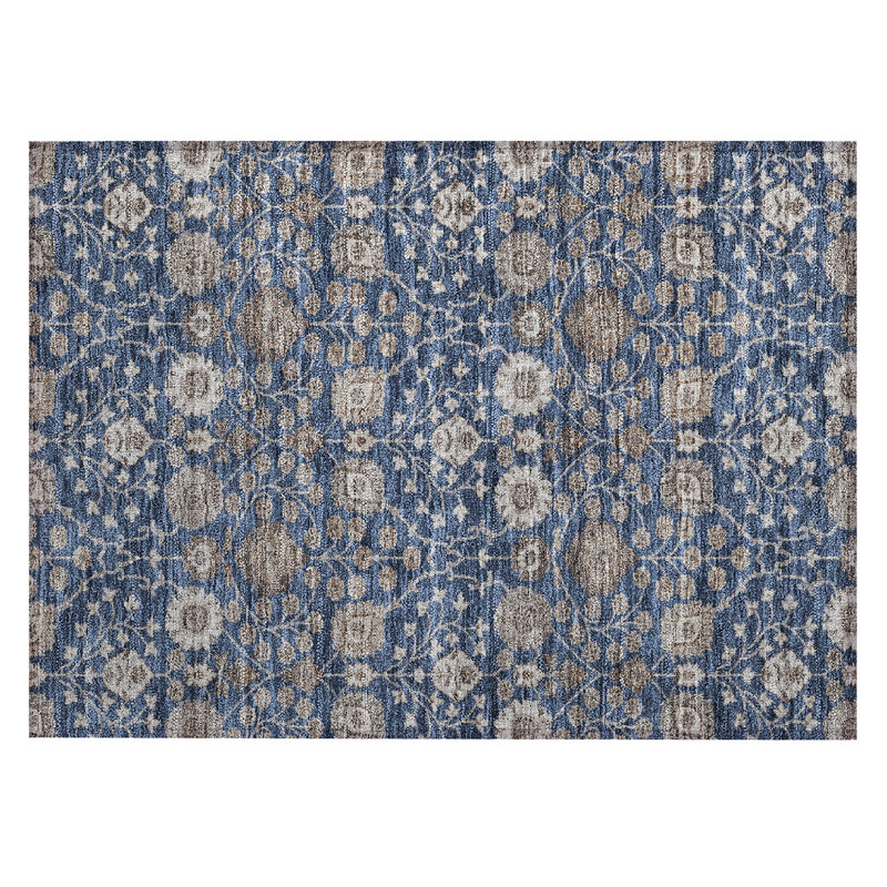 Navy Rectangular Washable Synthetic Flat Woven Rug 30" x 20"