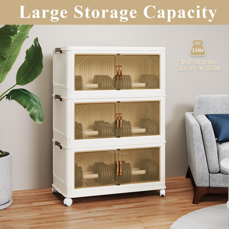 Large Stackable Storage Bins With Lids, 40.16" H x 27.56" W x 14.17" D