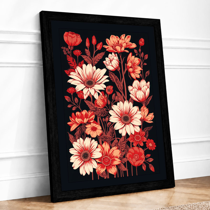 Garden at Dusk Botanical - Framed Print, A2 - 59.4 x 42.0 cm, Black