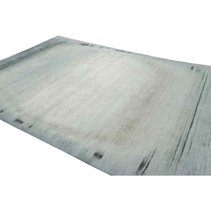 Rug & Kilim’S Contemporary Abstract Rug In Blue, Cream And Black With Striae