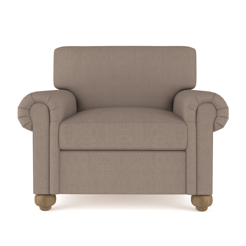 Leroy Armchair, 36" H x 41" W x 43" D, Box Weave Linen Pumice, Weathered