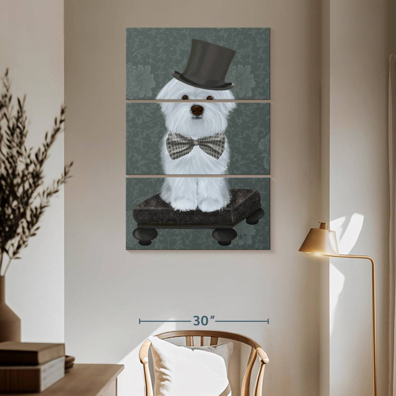 Maltais Brampt avec chapeau haut de forme, H 65 po x l 42 po