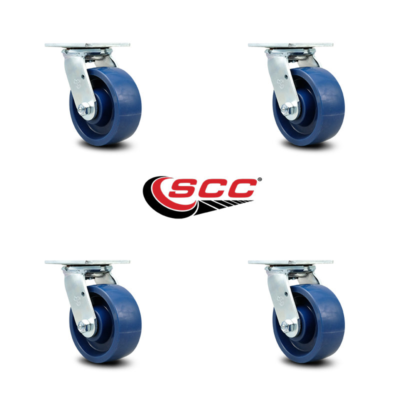 5 Inch Solid Polyurethane Wheel Swivel Caster Set with Ball Bearings SCC