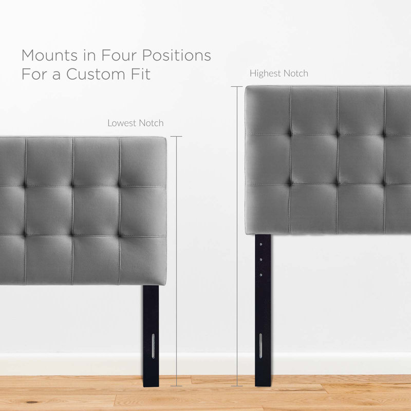 Gray Twin Upholstered Biscuit Tufted Velvet Headboard