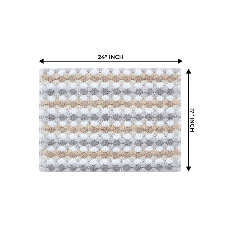 Macek 100% Cotton Bathroom Rug, Non Slip & Water Absorbent Soft Shaggy Mat, Brown, 17"W x 24"L