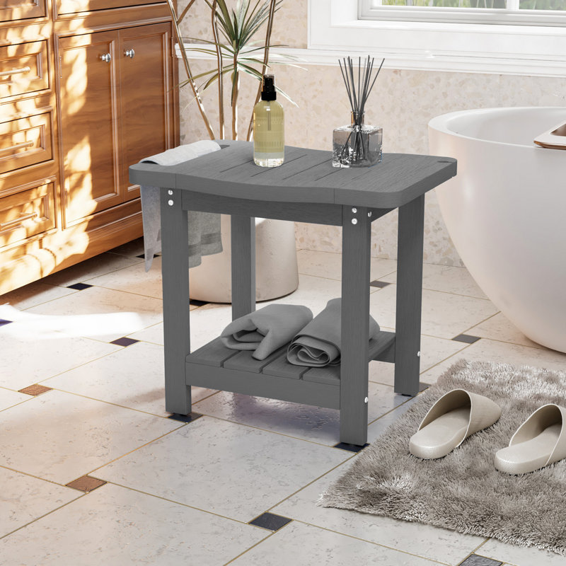 Shower Benches for Shower to Sit on Bathroom Bench with Storage, Handles, and Shower Head Holder,  Waterproof Shower Seat for Inside Shower, No-Slip