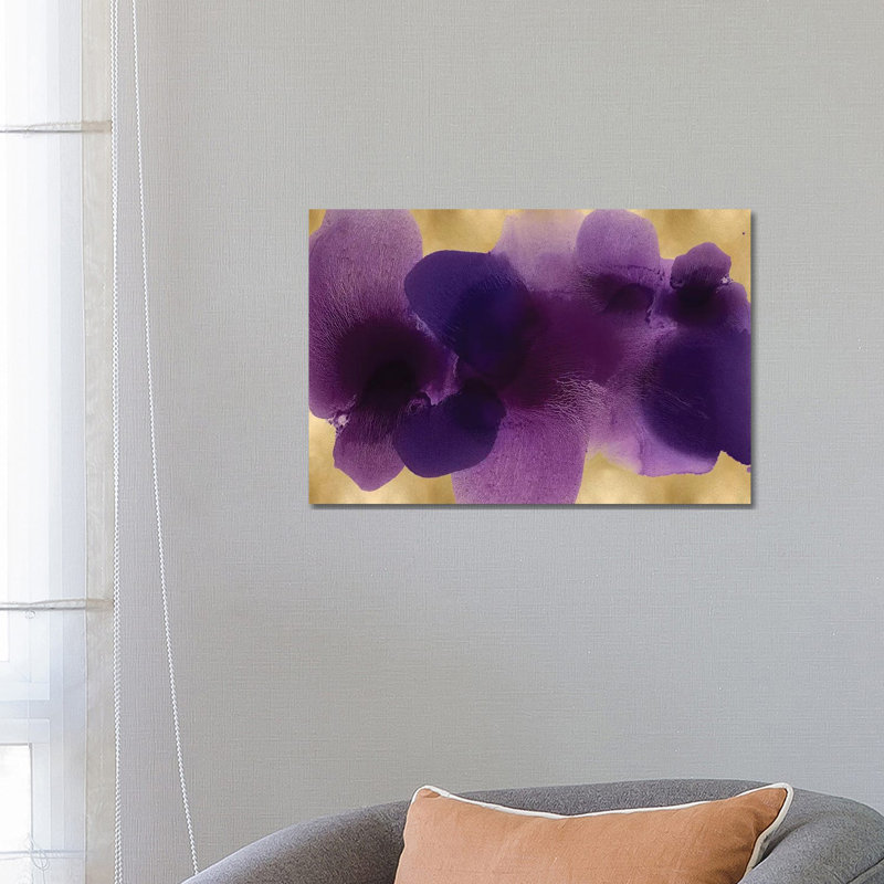 Free Form Purple on Gold by Hannah Carlson - Wrapped Canvas Graphic Art, 66.04 cm H x 45.72 cm W x 3.175 cm D