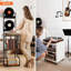 Grand support pour tourne-disque avec rangement pour disque vinyle et tablette de présentation