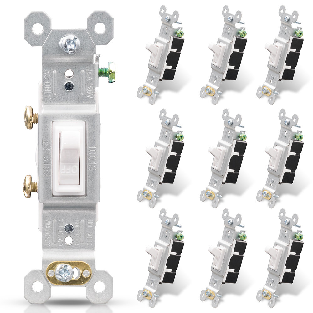 ELEGRP 15 Amp, 120V Single Pole Toggle Switch,White (10-Pack) - Wayfair ...