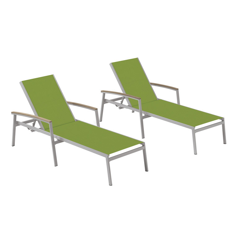 Travira Outdoor Rust-Resistant Metal Chaise Lounge Set, Go Green, Tekwood Vintage, Flint