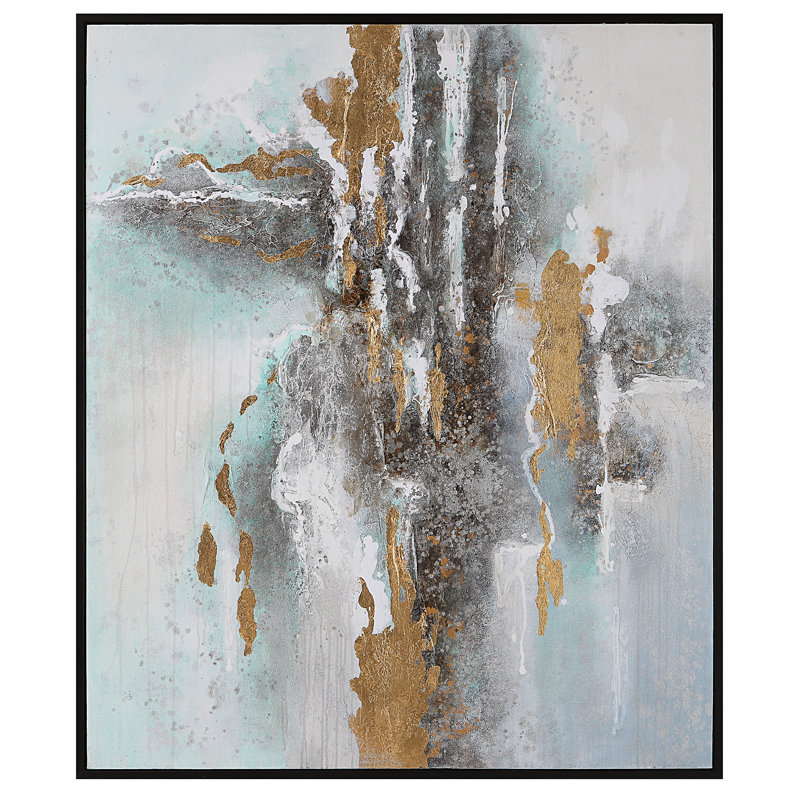 Mountain Mist Abstract Canvas with Satin Black Frame