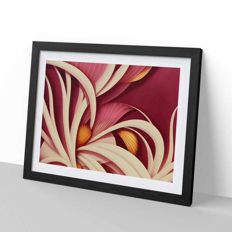 Fine Flowers Deco - Single Picture Frame Print, 46cm H x 64cm W x 2cm D, Black