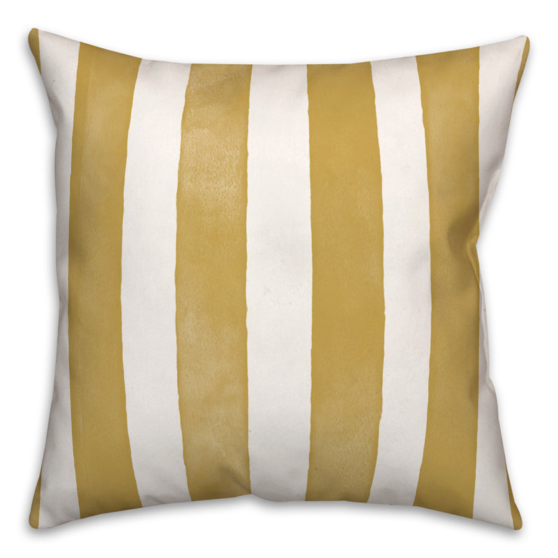 Housse et insert de coussin carré extérieur Watercolor Stripe 4, 16 po x 16 po, Jaune