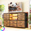 Commode pour chambre à coucher avec prises de courant et lumières à DEL, commode télé 12 tiroirs avec 2 tablettes à pneus-482009237