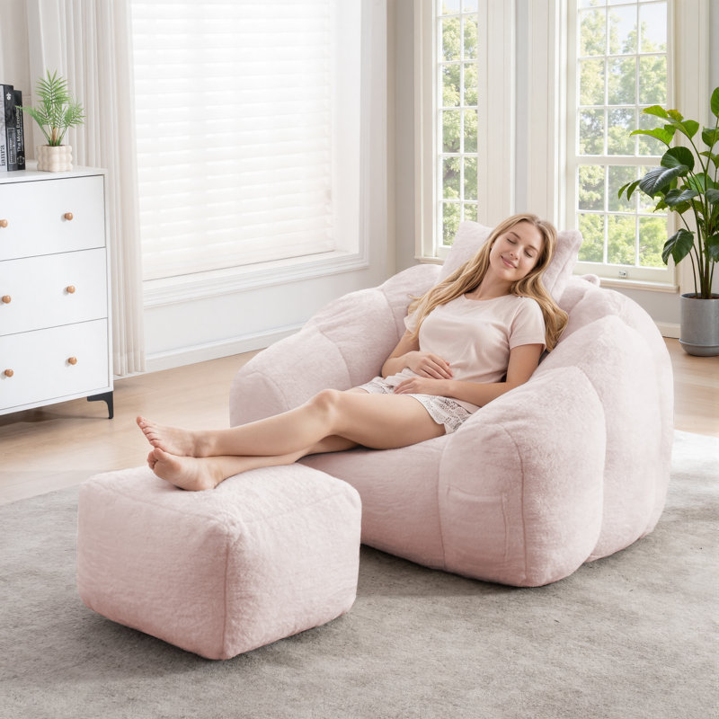 Double Bean Bag Chair, Pink 