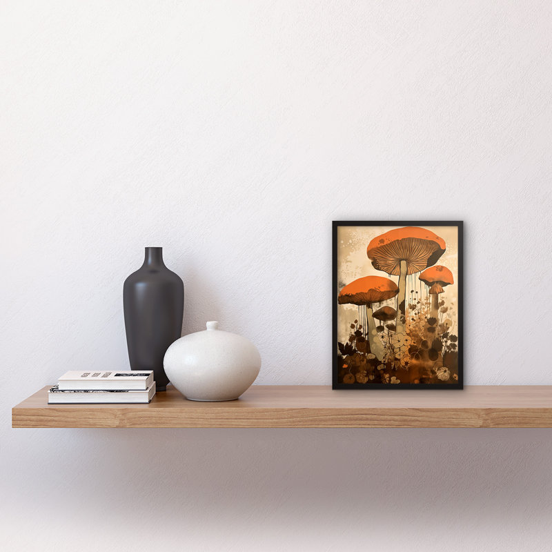 Menadevi Red Mushroom Fungi Ehy Pastel Cottagecore Rustic Decor - Single Picture Frame Print