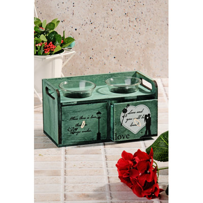 Support en bois 9,8 po avec bougie incluse