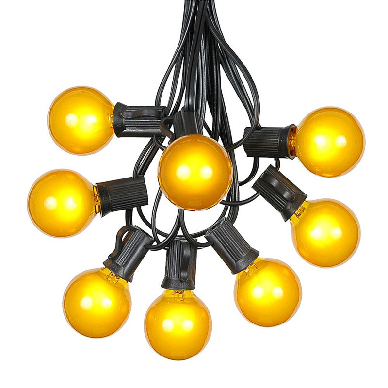 Patio Outdoor 25 - Bulb 25'' Plug-in Globe String Light, Frosted White, Black