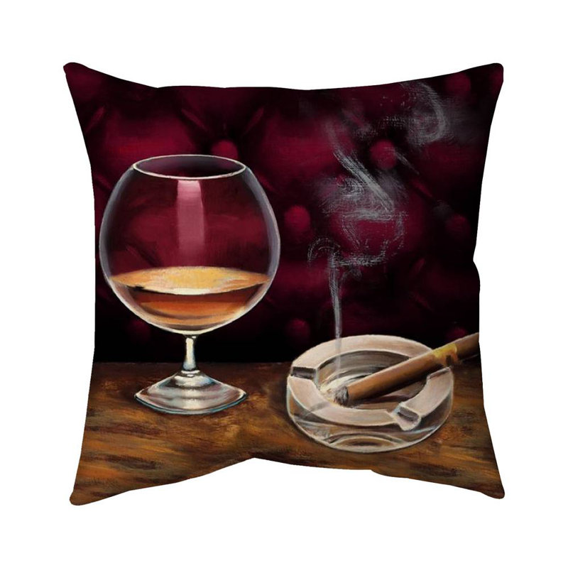 Alcohol and cigar - 18"x18" Throw pillow - Poly twill - Print on demand