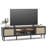 Modern LED Rattan TV Stand For 75 Inch TV, With 2 Rattan Doors And 2 Glass Doors, Floor Standing TV Cabinet For Living Room, Bedroom-1071205270