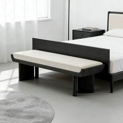 Banc rembourré en bois massif noir