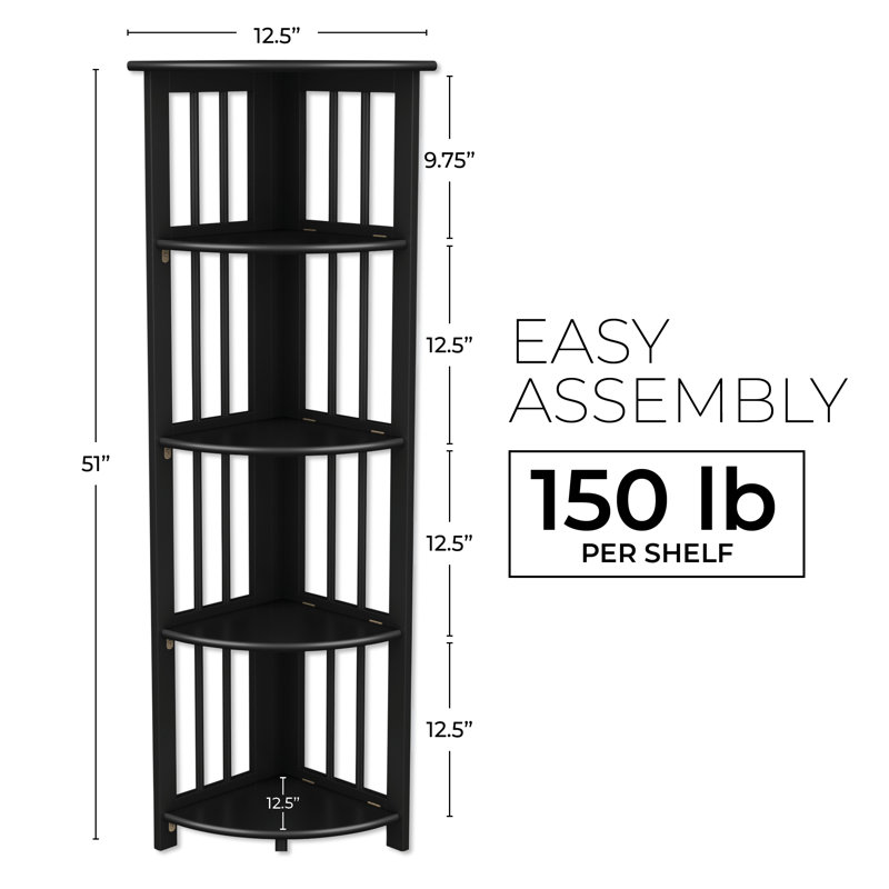 12.5'' W Solid Wood Shelving Unit, Black