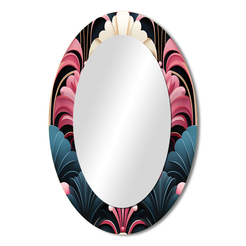 Theophanes - Miroir mural ovale rose, H 36 po x l 24 po