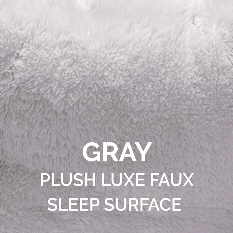 Small Gray Faux Fur Outdoor Pet Bed