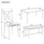 Ensemble de 6 tables de salle à manger en bois, 4 chaises en tissu et banc (cerisier naturel)