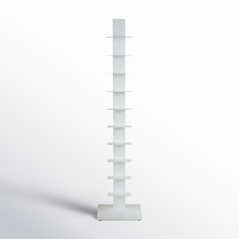 Ajax Stainless Steel 10-Tier Ladder Bookcase, White