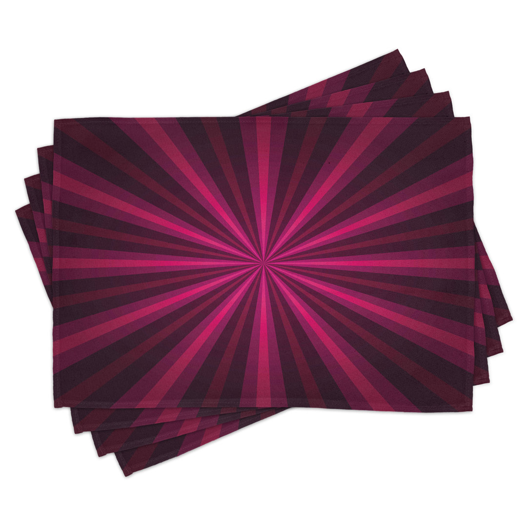 Platzdeckchen 4er Set, Starburst Futuristisch, Pink Fuchsia Lila