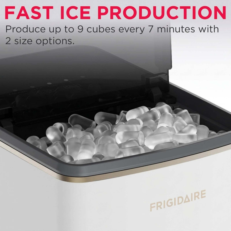 Frigidaire 26 lbs Countertop Ice Maker with Touch Display, White, White