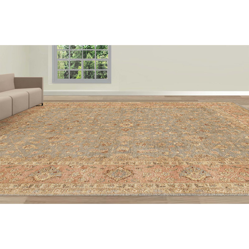 Wool Oriental Area Rug in Beige/Gray/Red, Rectangle 12' x 18'