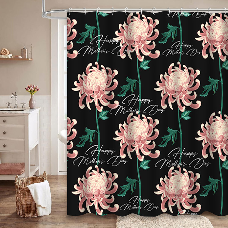 Vintage Happy Day Black Pastel Shower Curtain with 12 Hooks, L 72 po x l 78 po