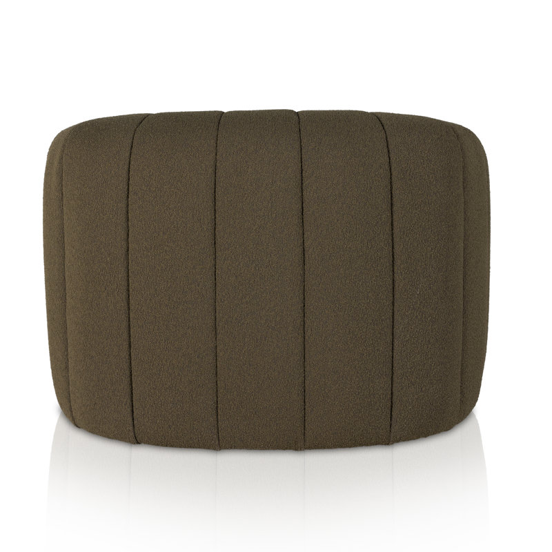 Elliana Swivel Barrel Chair, Olive Green Boucle