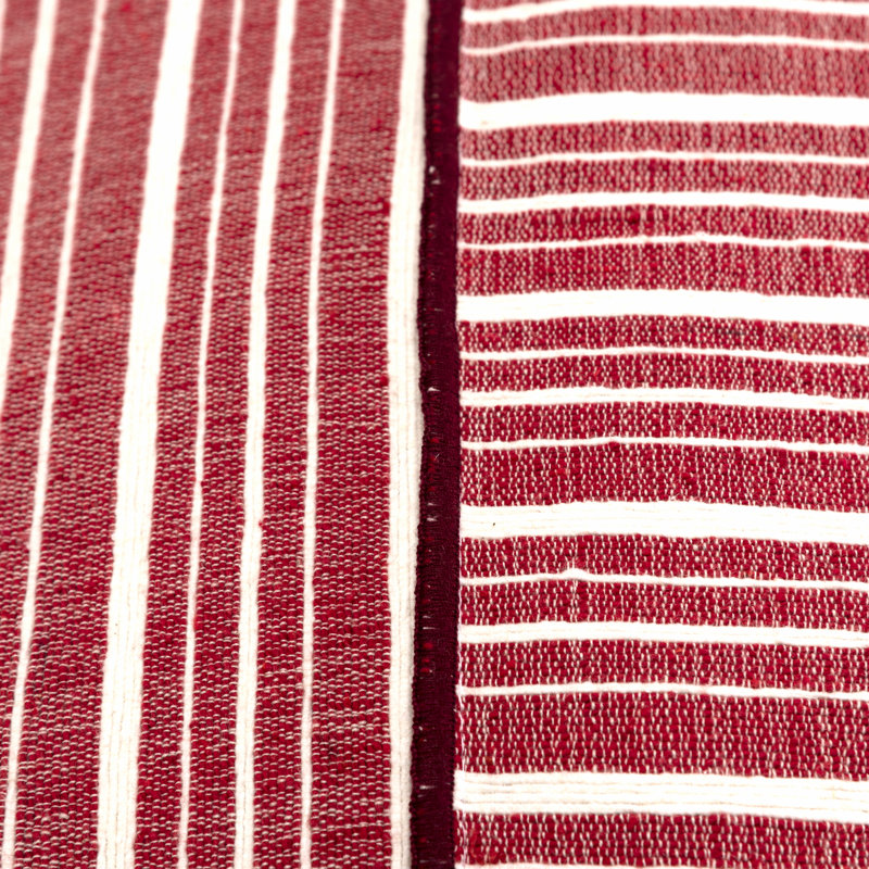 Berthe Striped Cotton Reversible Throw Pillow, Red
