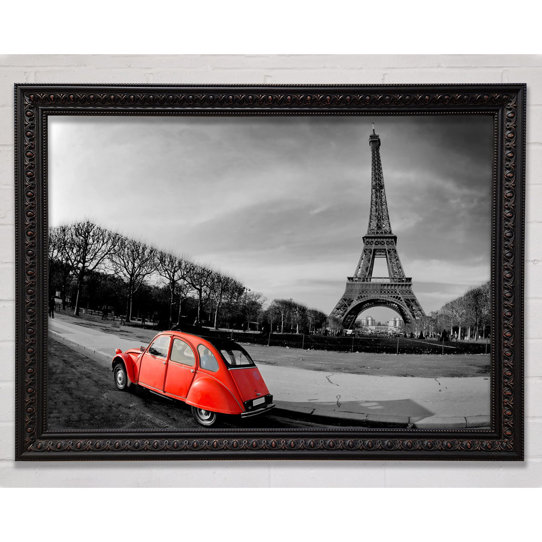 Rotes Auto-Eiffelturm Paris - Druck