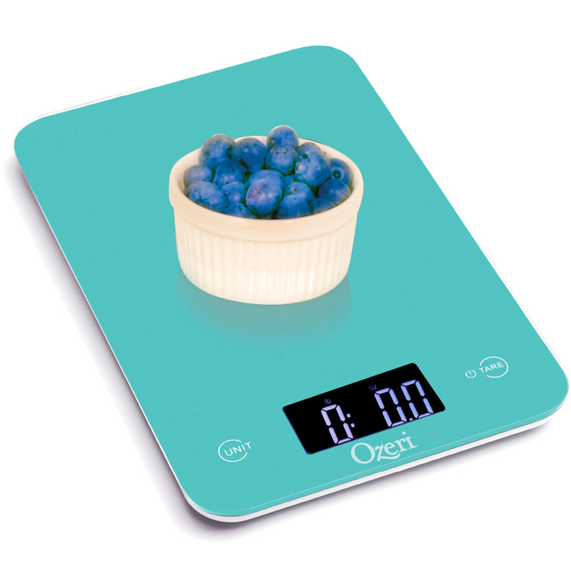 Ozeri Touch Professional Digital Kitchen Scale (12 lbs Edition) in Tempered Glass, Teal Blue