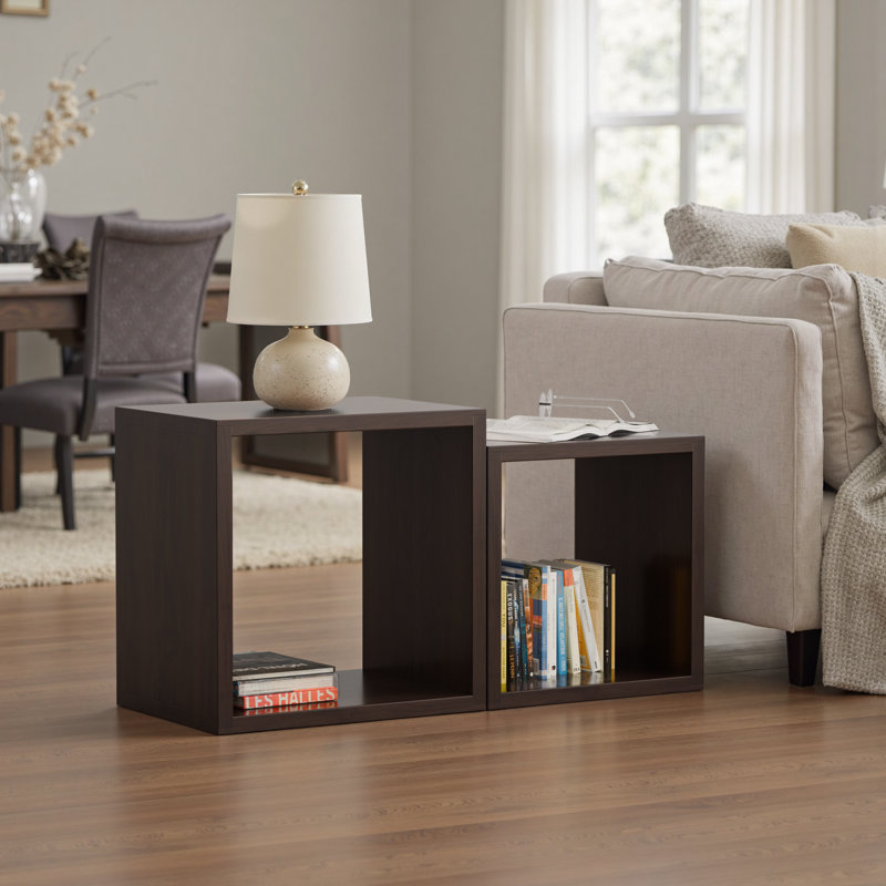 Table de bout avec rangement Flanigan, Noyer foncé