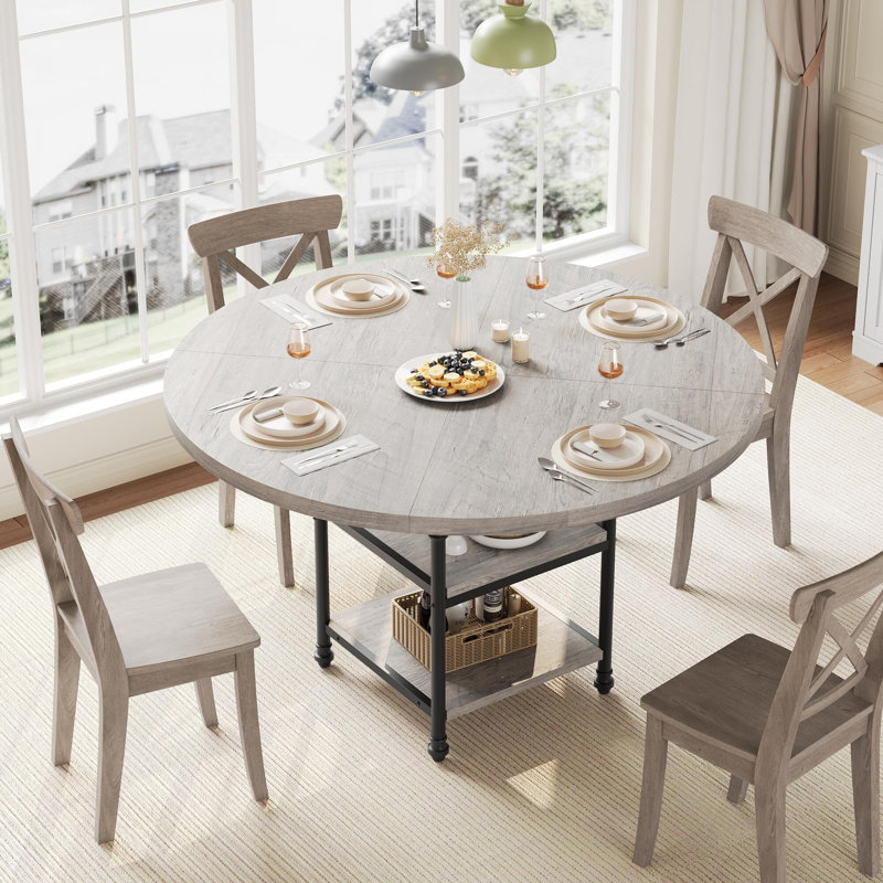 47-Inch Round Dining Table For 4: Featuring A 1.59-Inch Thick Top, Gray