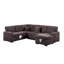 Ensemble modulaire convertible 4 pièces à finition chocolat avec port USB et canapé-lit réversible en velours côtelé