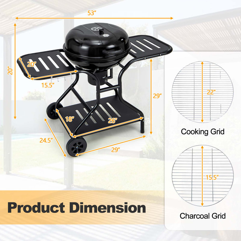 Barbecue au charbon 53 W Costway